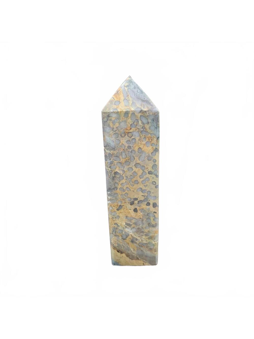 A136. Chrysanthemum Stone 6.75" Natural Crystal Tower Oblisk